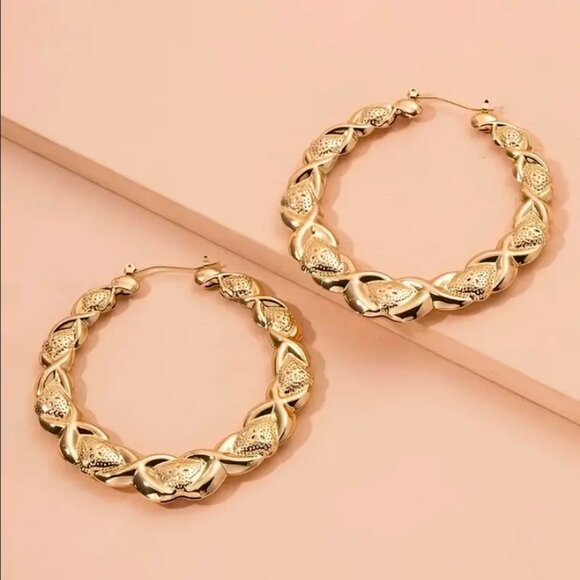 14K Gold Large Chunky Hoop Earrings Womens Big Hoops Ladies Jewelry Thick 14 NEW - Picture 6 of 6